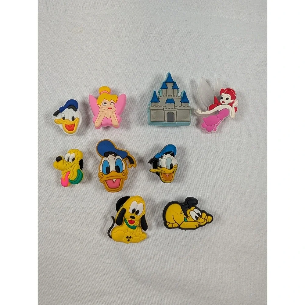 Disney Assorted Jibbitz Shoe Charms Donald Duck Pluto Princess Castle Lot of 9
